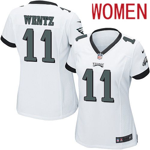Women Philadelphia Eagles #11 Carson Wentz Nike White Game NFL Jersey->women nfl jersey->Women Jersey